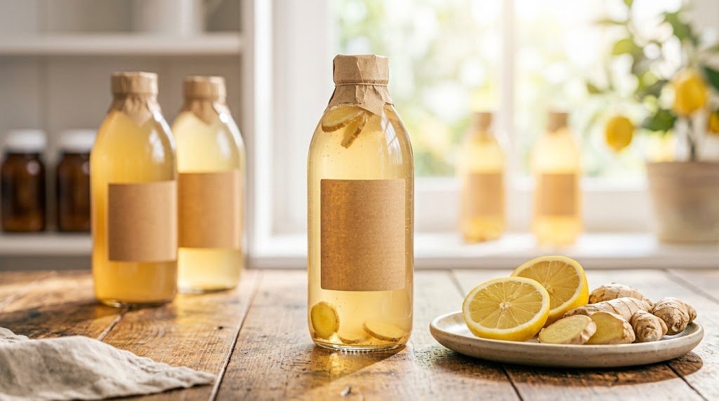 Ginger Lemon kombucha bottle